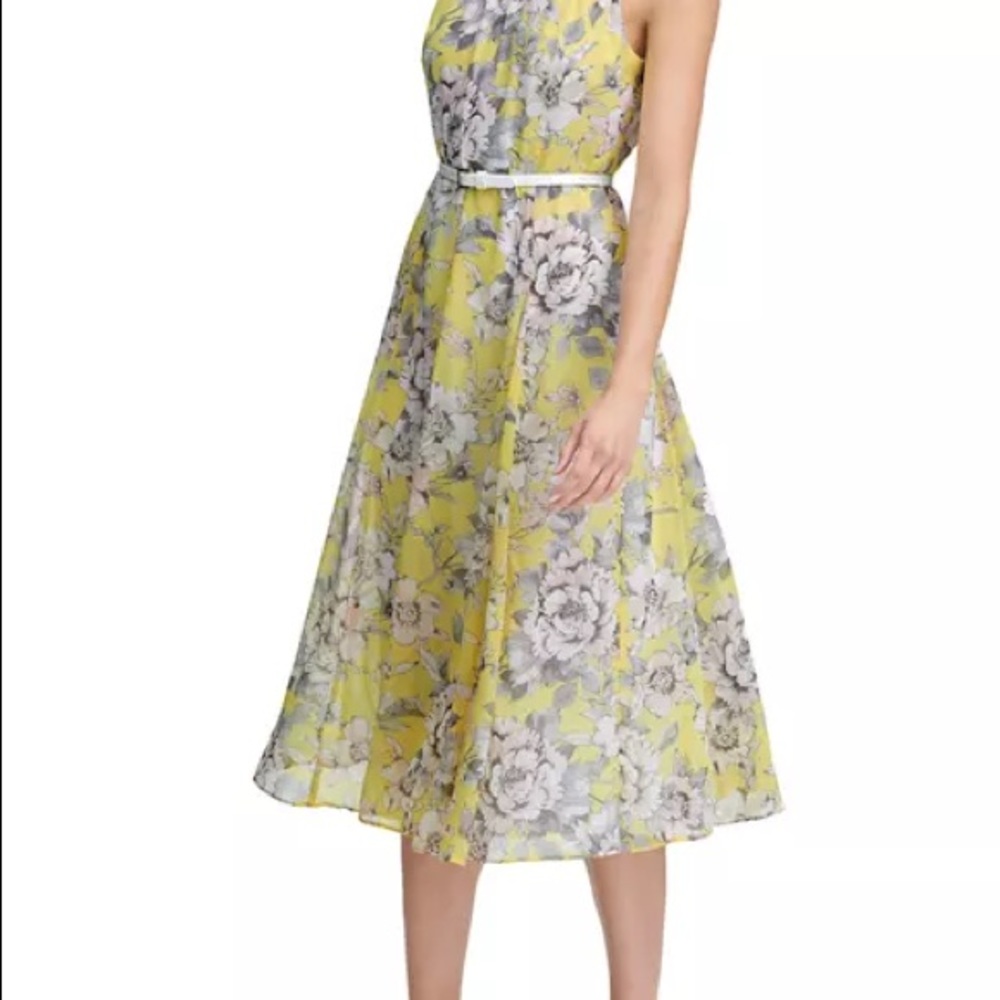 Women's Victoria Floral Chiffon Belted Midi Dress
